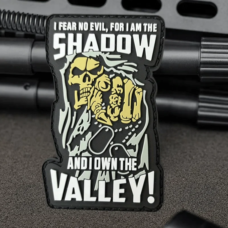 

I FEAR NO EVIL, FOR I AM THE SHADOW Ghost PVC Tactical Patch Skeleton Hook and Loop Emblem Skeleton Backpack Armband