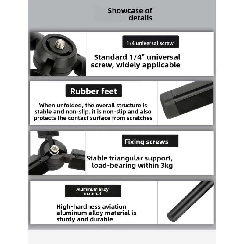 Aluminum Alloy Metal Mini Tripod Stand Suitable for DJI Zhiyun Feiyu Gimbal Handle Stabilizer DSLR Camera Monopod Desktop Handhe