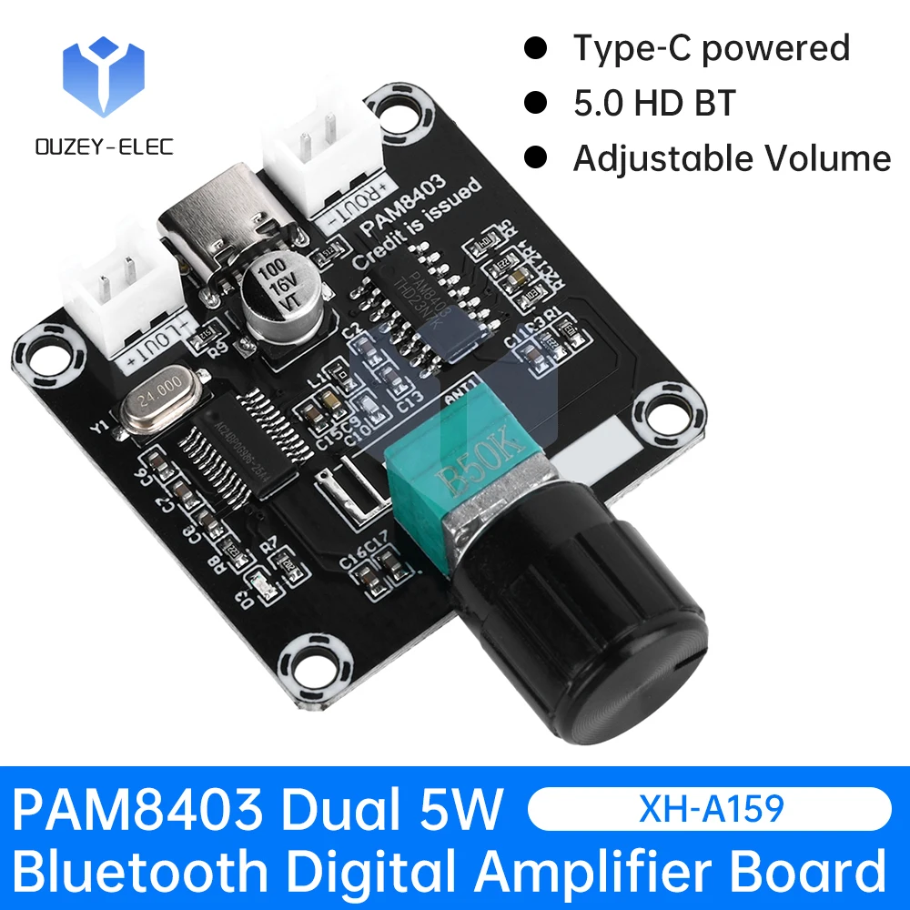 DC 5V Mini Pam8403 Bluetooth-Audio verstärker modul 5W 5W Digital verstärker platine Typ-C-Schnitts telle einstellbare Lautstärke