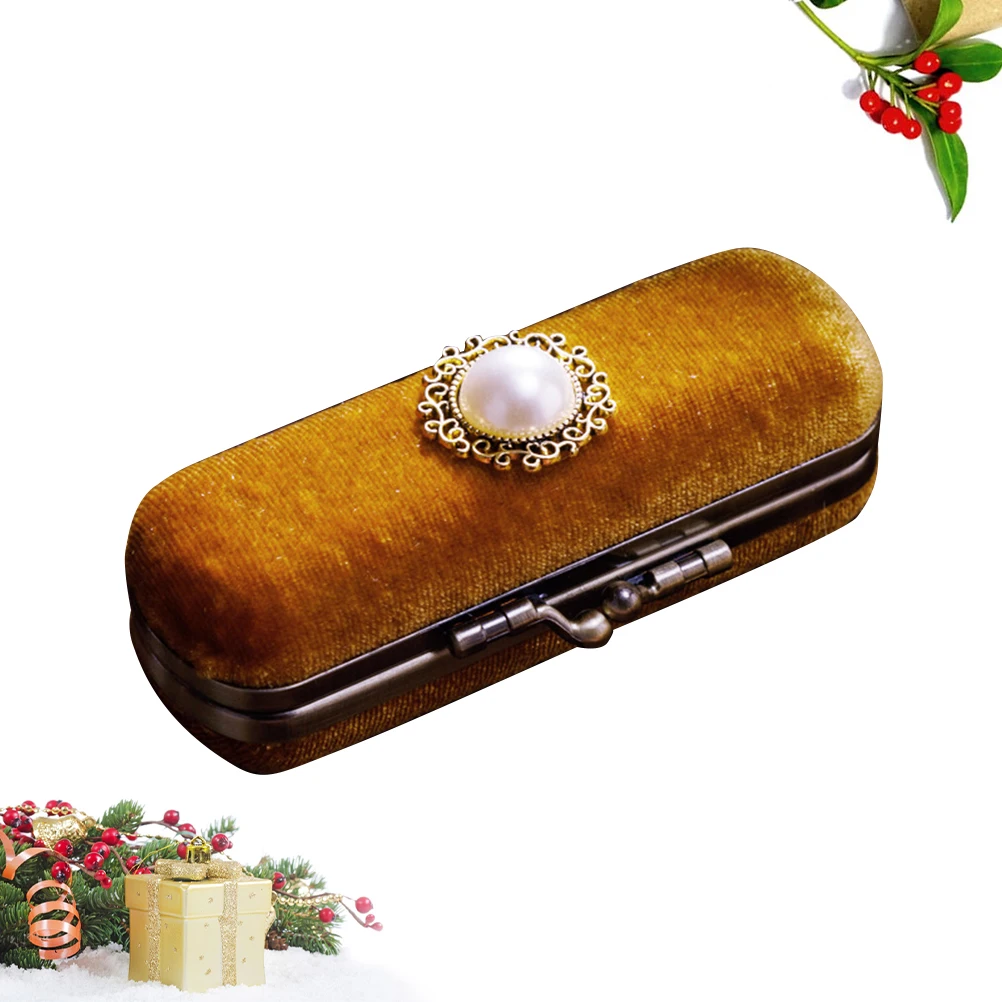 

Lipstick Box Retro Vintage Makeup Storage Case Holds 1 Lipstick Essential Oil Roller Durable Organizer Chocolate Color