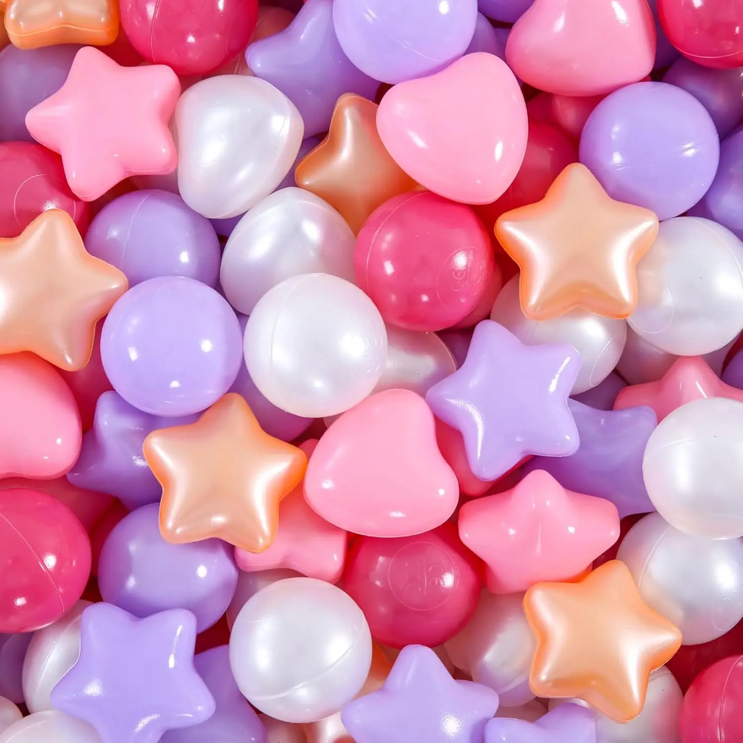 Ball Pit Balls 100 Rose Violet Or, Boules en plastique pour les tout-petits sans ftalat sans BPA, balles anti-écrasement dans des jouets de jeu réutilisables