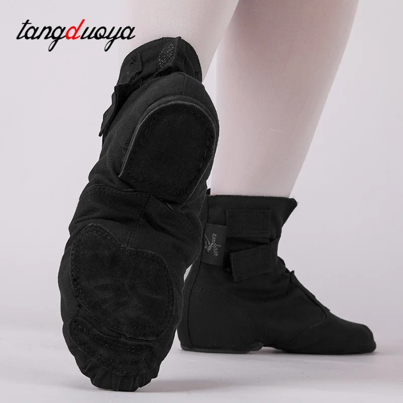 Canvas Dance Booties Dance Sneaker Women Black High Top Jazz Boots Twin Gore Jazz Dance Shoes Men Dancing Sneakers