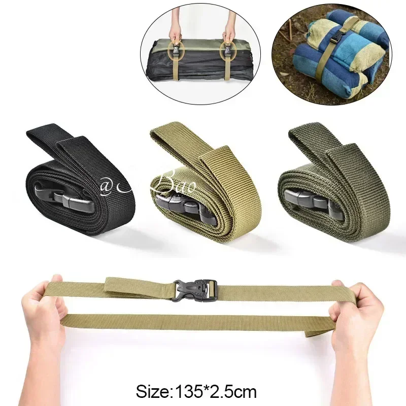 Outdoor Travel Tied Belt Portable Durable Nylon Cargo Tie Down Luggage Strap Camping Hiking Tool Cargo Storage Belt Buckle 135cm