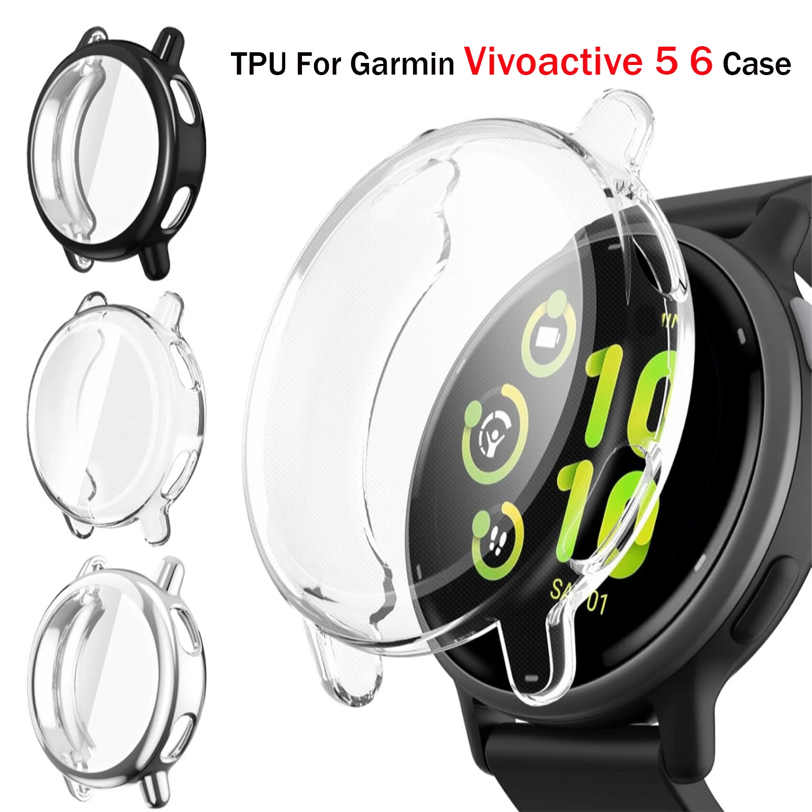 Full Cover Protective Case For Garmin Vivoactive 6 Soft TPU Full Bumpe Cover Cases For Garmin Vivoactive5 Screen Frame Protector