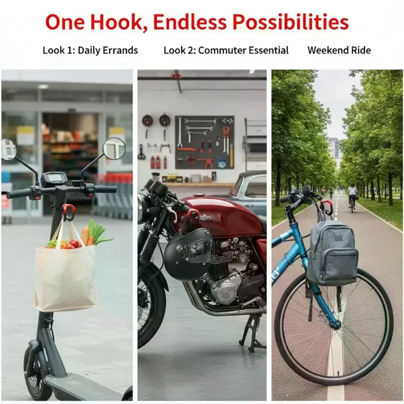 Motorcycle Dual Hook Helmet Holder Universal Aluminum Alloy Accessories for Secure Outdoor and Garage Helmet Storage