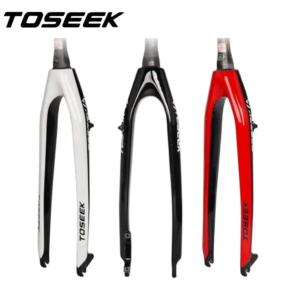 TOSEEK Bicycle MTB Fork Carbon Fiber Rigid Fork Bike Mountain Fork Fit for Wheel 26er 27.5er 29er Steerer Tapered Tube Forks