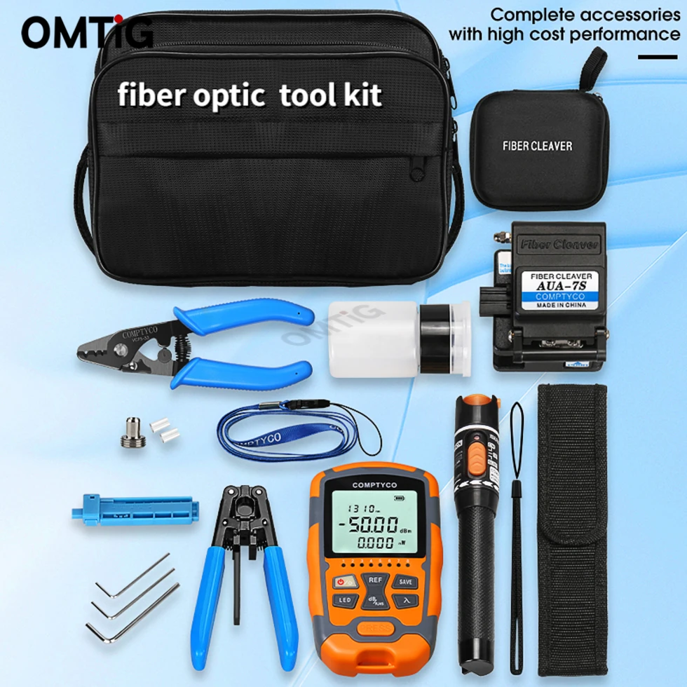 Cold Join Tool Kit 19pc/set -50 ~+26dBm AUA-7S Fiber Cleaver Optical Power Meter 10MW Visual Fault Locator