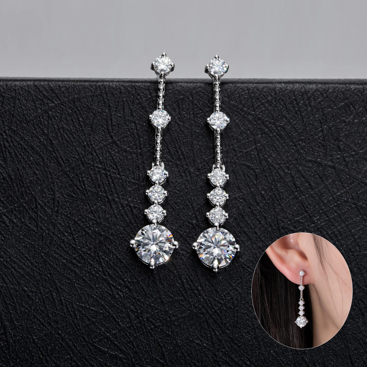 Apaison 2 ct D Color Real Moissanite Drop Earrings For Women 925 Sterling Silver Earrings Female Fine Jewelry Gifts Wholesale