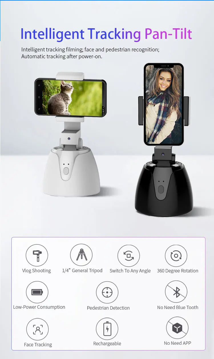 360 Degree AI Face Tracking Gimbal Stabilizer AI Robot Auto Cameraman Phone Holder Auto Motion Smart Follow Bracket