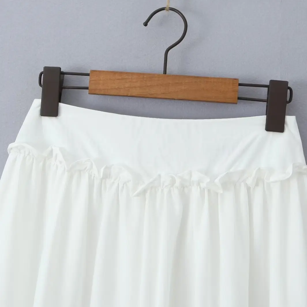 Spring Summer New Women's Fashionable Versatile Beach Vacation Style Long Half Skirt Polyester Fiber mid Waist Umbrella Skirt...