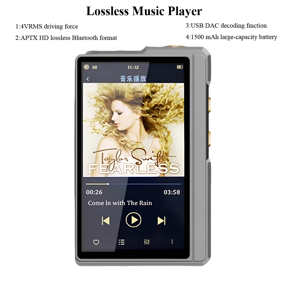 Hifi mp3 player walkman ess9028q2m 64 bits 768khz duplo es9603q amplificador operacional em dois sentidos bluetooth 5.0 leitor de música portátil