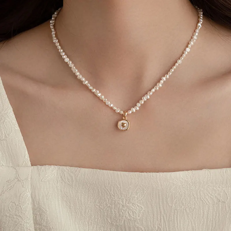 

100% Natural Baroque Freshwater Pearl 14k Gold Filled Heart Design Chain Necklace Jewelry For Women Mother's Day Gifts No Fade