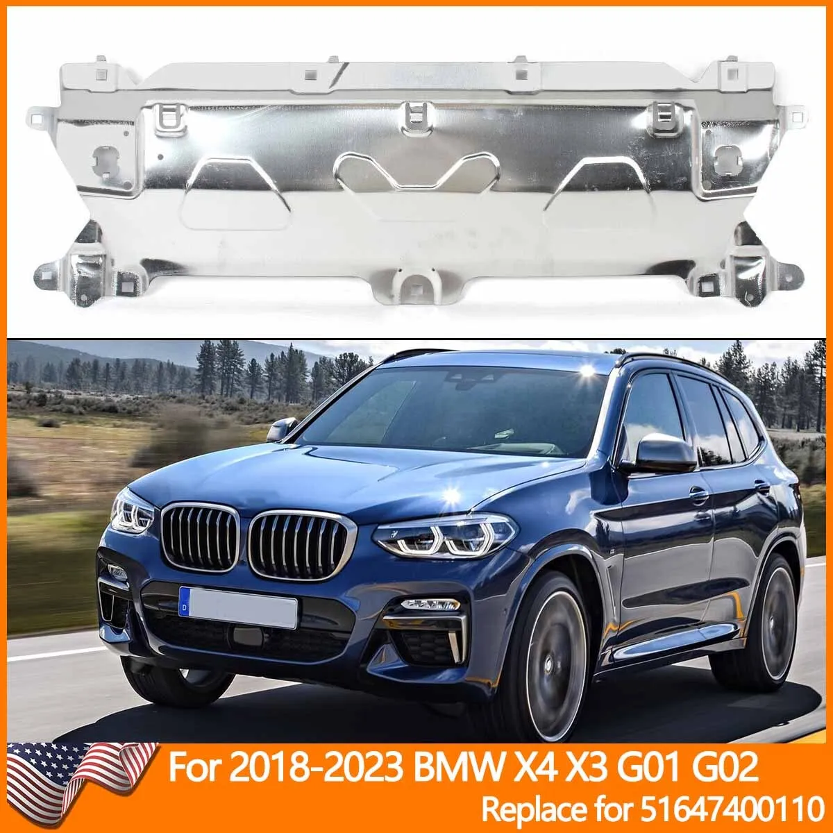 

Water tank cover plate fit For BMW X4 X3 G01 G02 2018 2019 2020 2021 2022 2023 Radiator Support Core Upper Tie Bar 51647400110