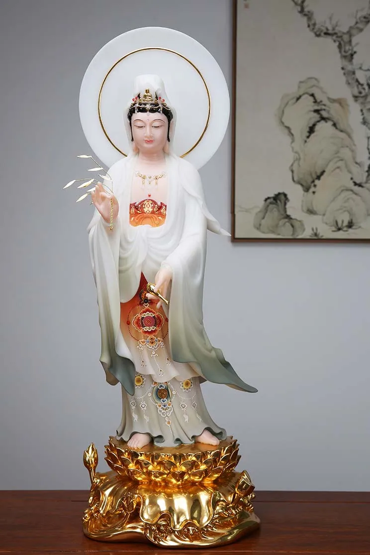 52CM large Buddhism figure jade Goddess Guan yin GOD Avalokitesvara buddha Asia HOME protection Prosperity FENG SHUI TOP statue