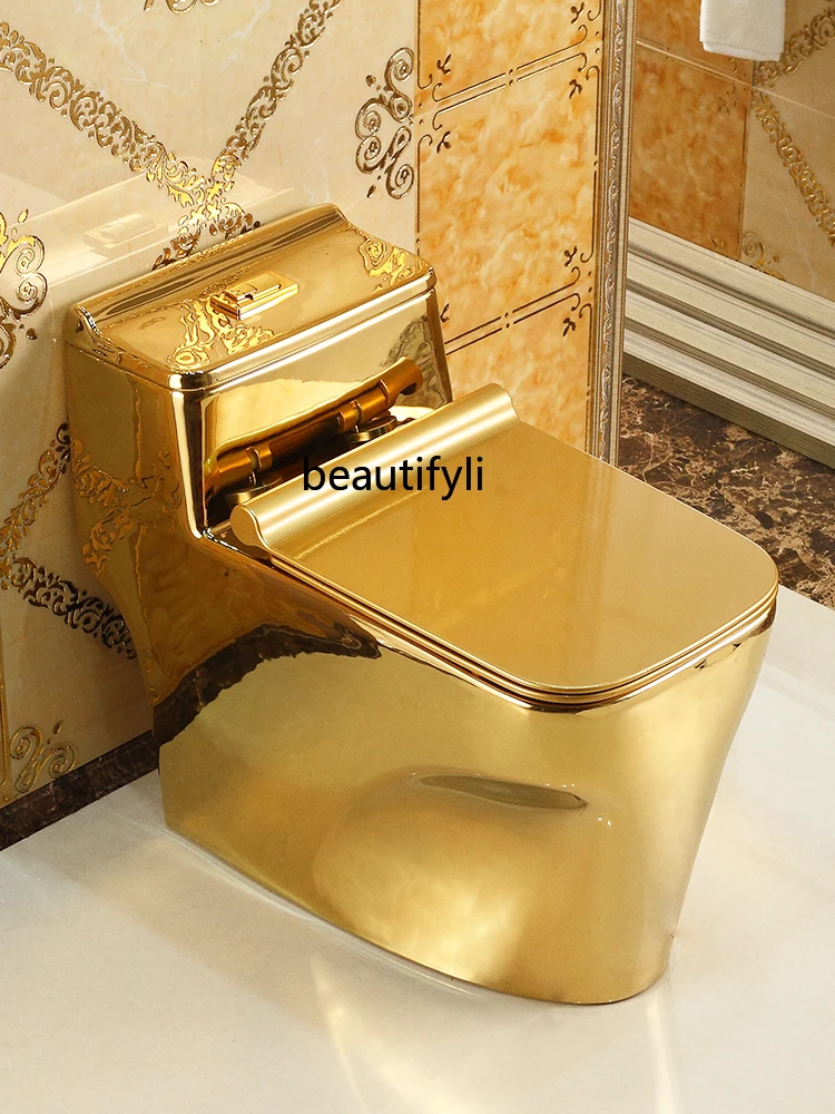 Household Creative Personality European Luxury Toilet Golden Toilet Ultra-High Siphon Water-Saving Deodorant Color Toilet