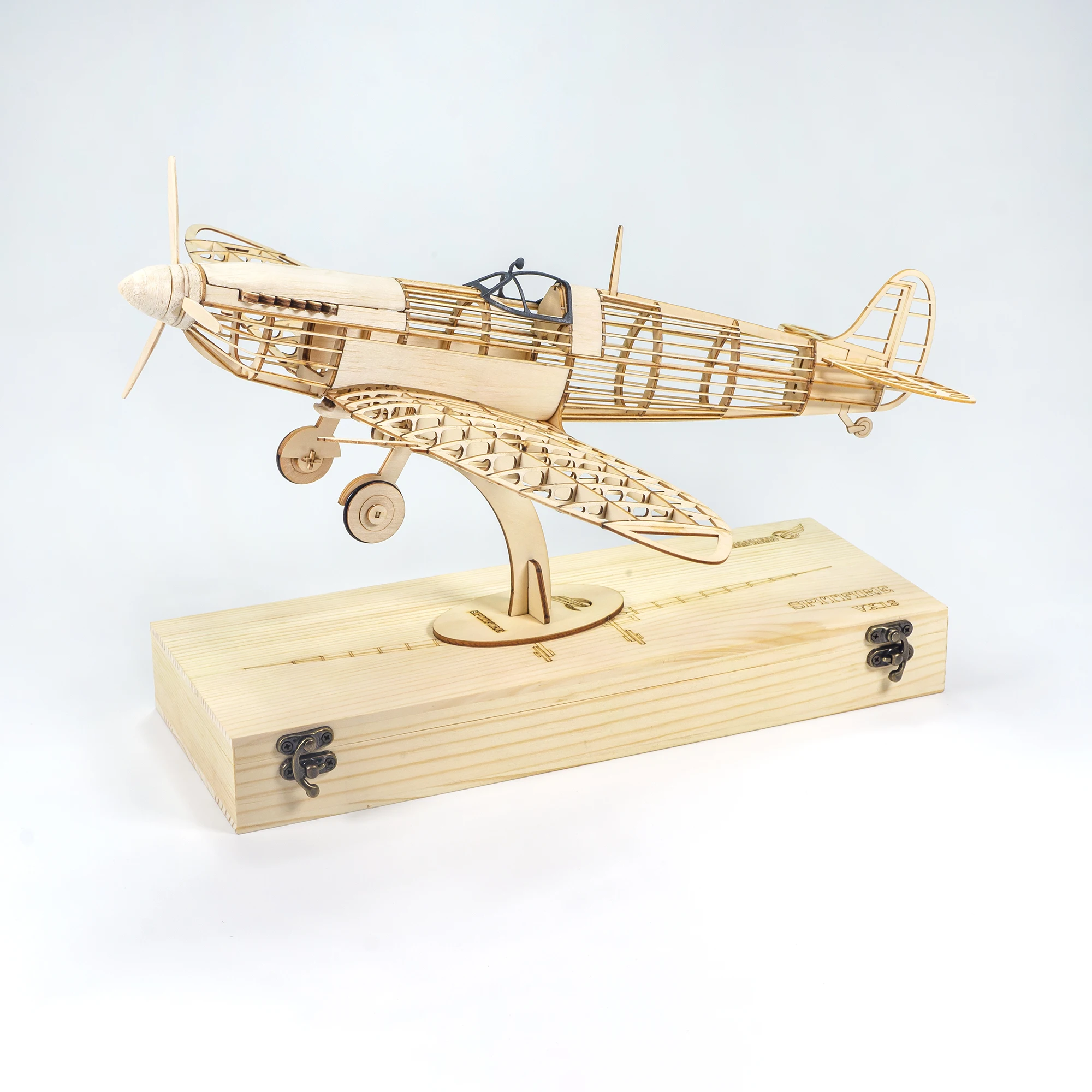 Real Hawk Spitfire Kämpfer Maßstab 1:25 Flugzeug Holz Massiv DIY Montage Modell Set Holz Spielzeug Ornamente Kinder Geschenke – Detail 6