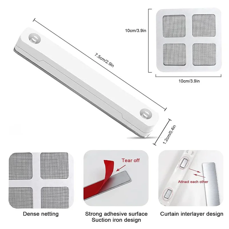 A04G-Universal Magnetic Strips 12 Pcs Strong Magnet Self-Adhesive Clips For Screen Fixing For Curtain Mesh Nets