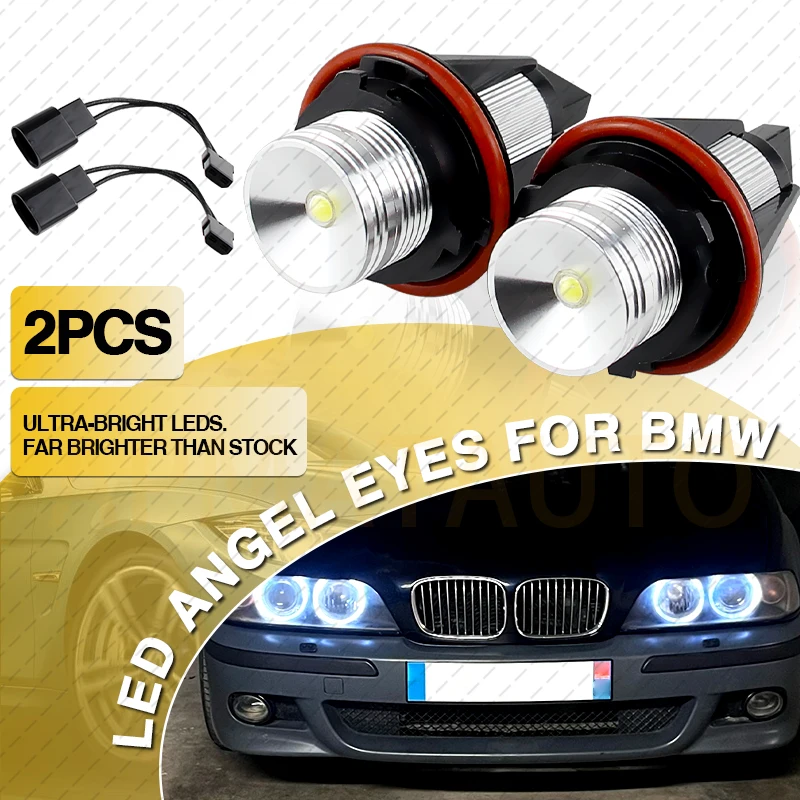 

2Pcs for BMW E39 E53 E60 E61 E63 E64 E65 E66 E87 525i 530i Xi 545i M5 LED Angel Eyes Marker Light Bulbs Error Free 12V Car Lamps