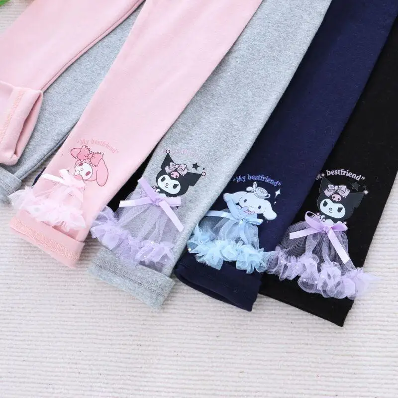 

Sanrio Kurom Hello Kitty Leggings Pants Elastic Stretchy Girls Children Baby Fashionable Four Seasons New Style Kawaii Trousers