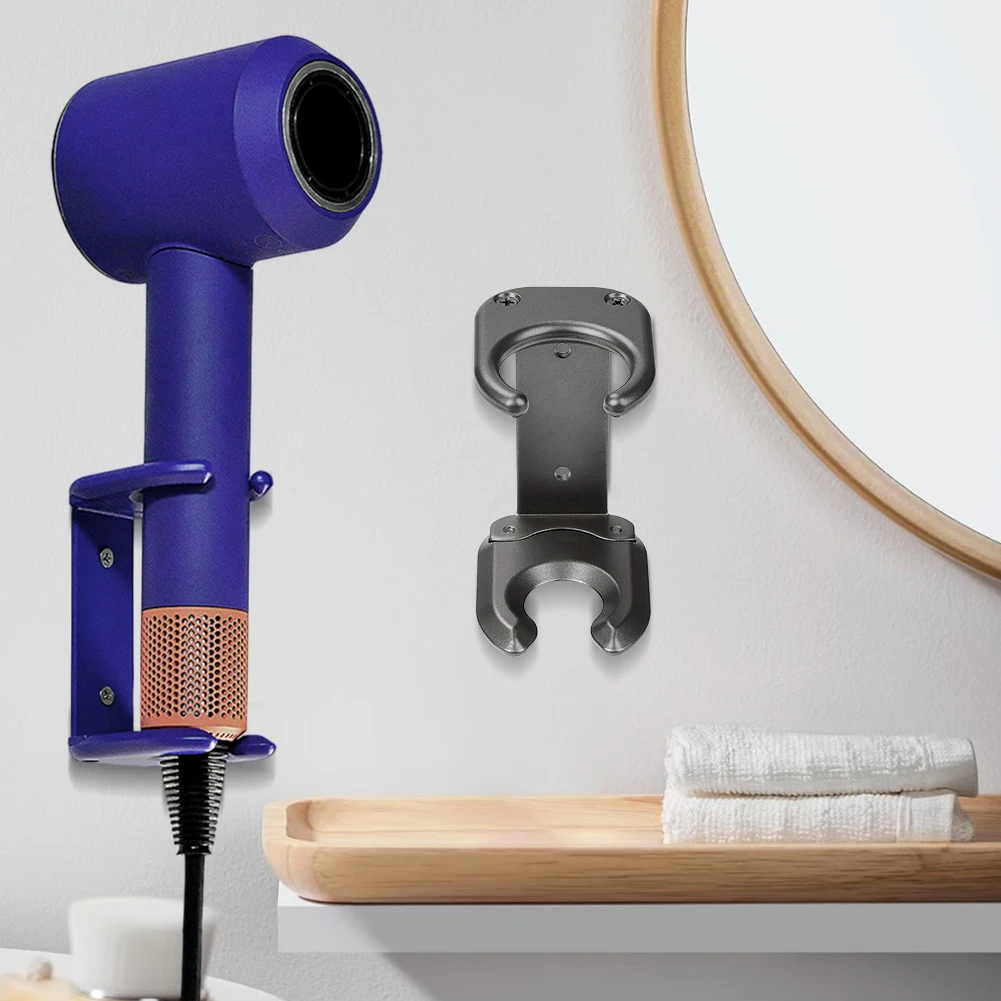 رف حامل منفاخ مثبت على الحائط رف حمام معدني رف تخزين سهل التركيب لمجفف شعر دايسون HD08 HD15 HD16 HD18