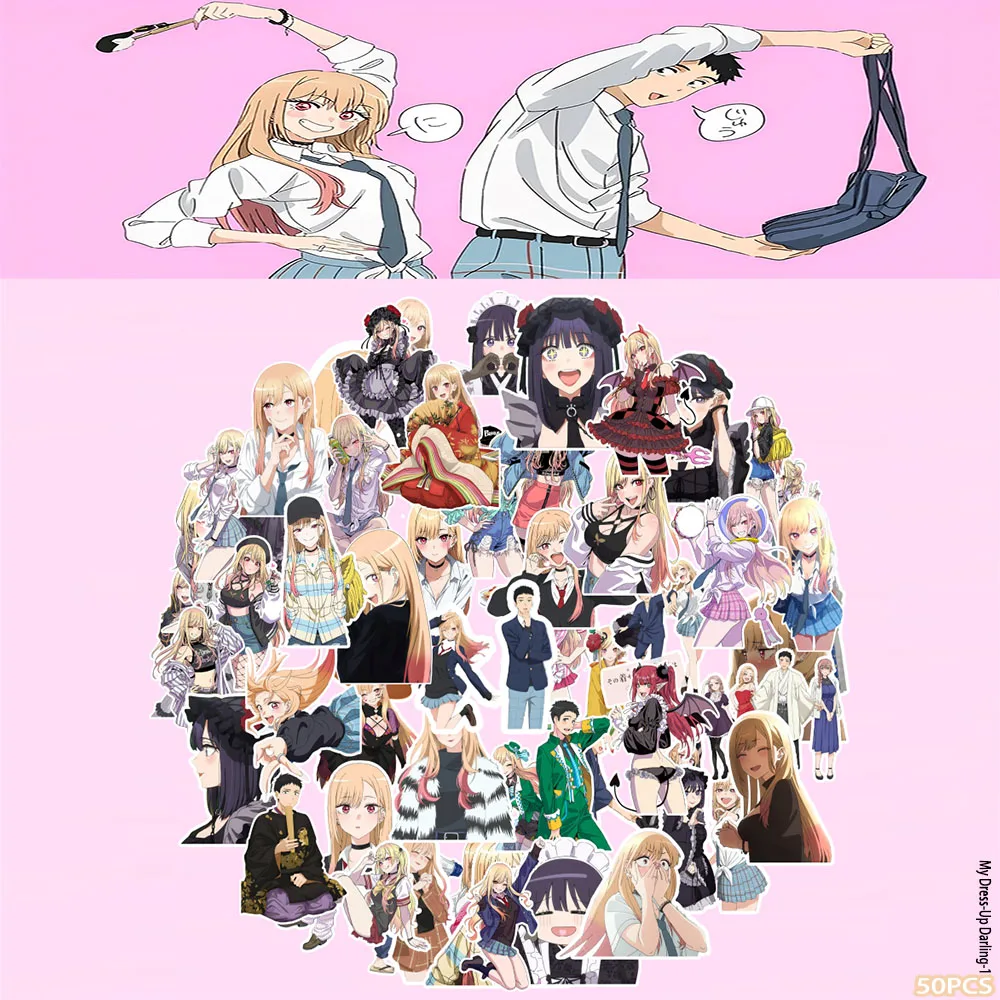 50PCS Dressing Puppe Fallen In Love Cartoon Anime Loli Schönheit Notebook Telefon Fall Dekorative Aufkleber