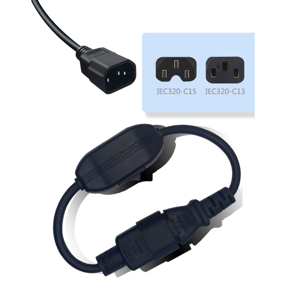 

For Computer Monitors C14 To C13 Power Cord 30cm Length 30cm Power Extension Cable Energy Efficient Flame Retardant