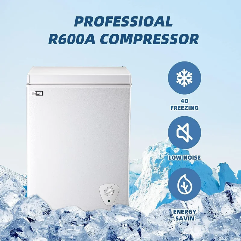 فريزر الصدر 3.5 قدم مكعب، فريزر عميق صغير للباب العلوي مع سلة قابلة للإزالة، ضوضاء منخفضة، 7 درجات حرارة قابلة للتعديل