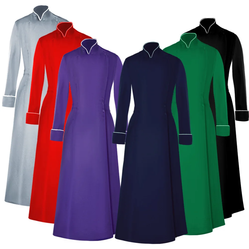 

Pure Color Cosplay Priest Costume loween Godfather Role-plang Performance Outfit Ladies' Ethnic Stage Clothing