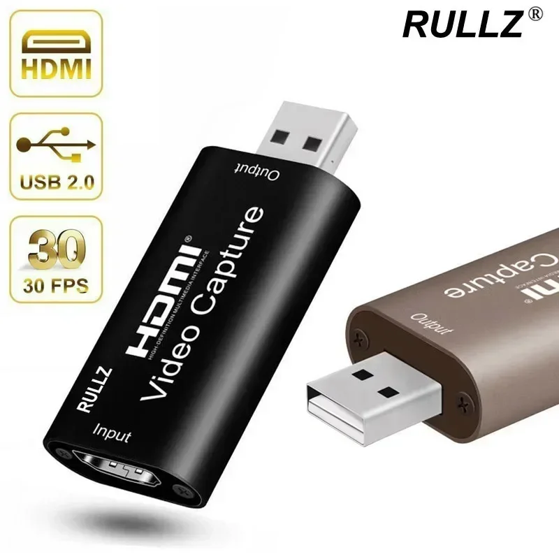 

RULLZ Mini 1080P USB 2.0 HDMI Audio Video Capture Card Plate for PS5 PS4 Phone Game Recording Box PC Live Streaming Device