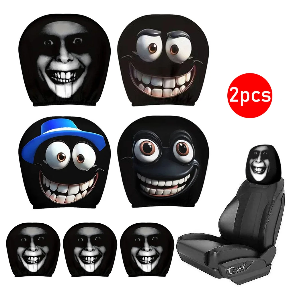 

Smiley Face Printed Car Pillowcase Auto Seat Headrest Washable Soft Comfortable Decorative Cushion Cover Festival atmosphere