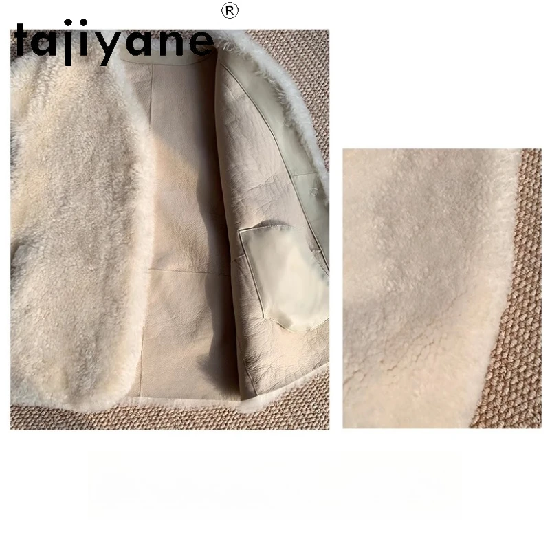TAJIYANE 100% メリノウールシープスキンベスト女性カジュアルノースリーブリアルファーコート高品質冬服 2025 куртка женская