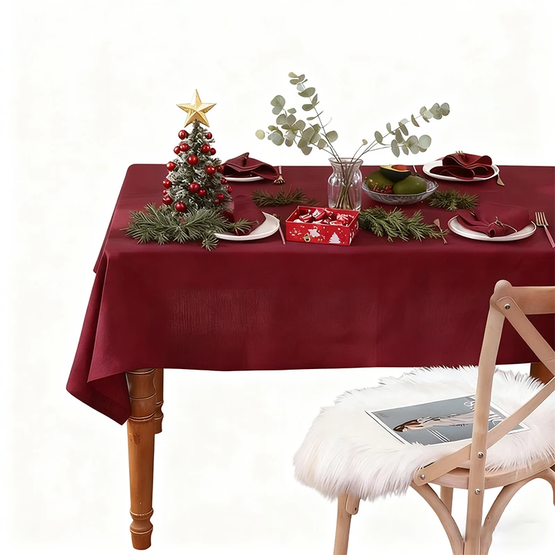 Nappe de Noël de couleur unie, respectueuse de la peau, légère, respirante, lavable, réutilisable, pour fêtes de vacances, banquets, restaurants