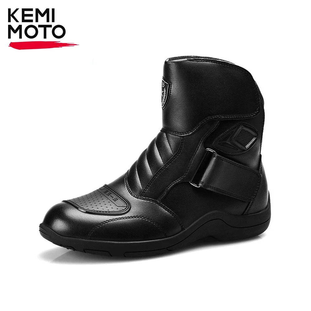 

Motorcycle Boots Men Outdoor Windproof Cycling Shoes Rider Boots PU Fabric Rubber Sole Wear-resistant Anti-collision Easy Wear