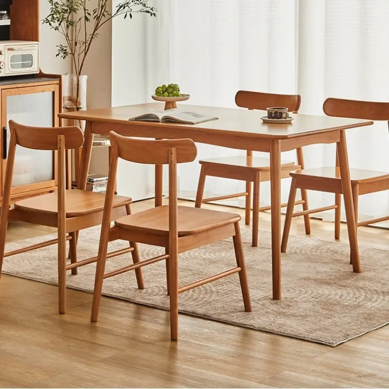 all solid wood Japanese-style home backrest office leisure chair small apartment log Nordic cherry wood book chair