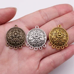 WYSIWYG 4pcs 29x23mm Round Carved Flower Earrings Connector Earrings Accessories Charm Flower Earrings Connector