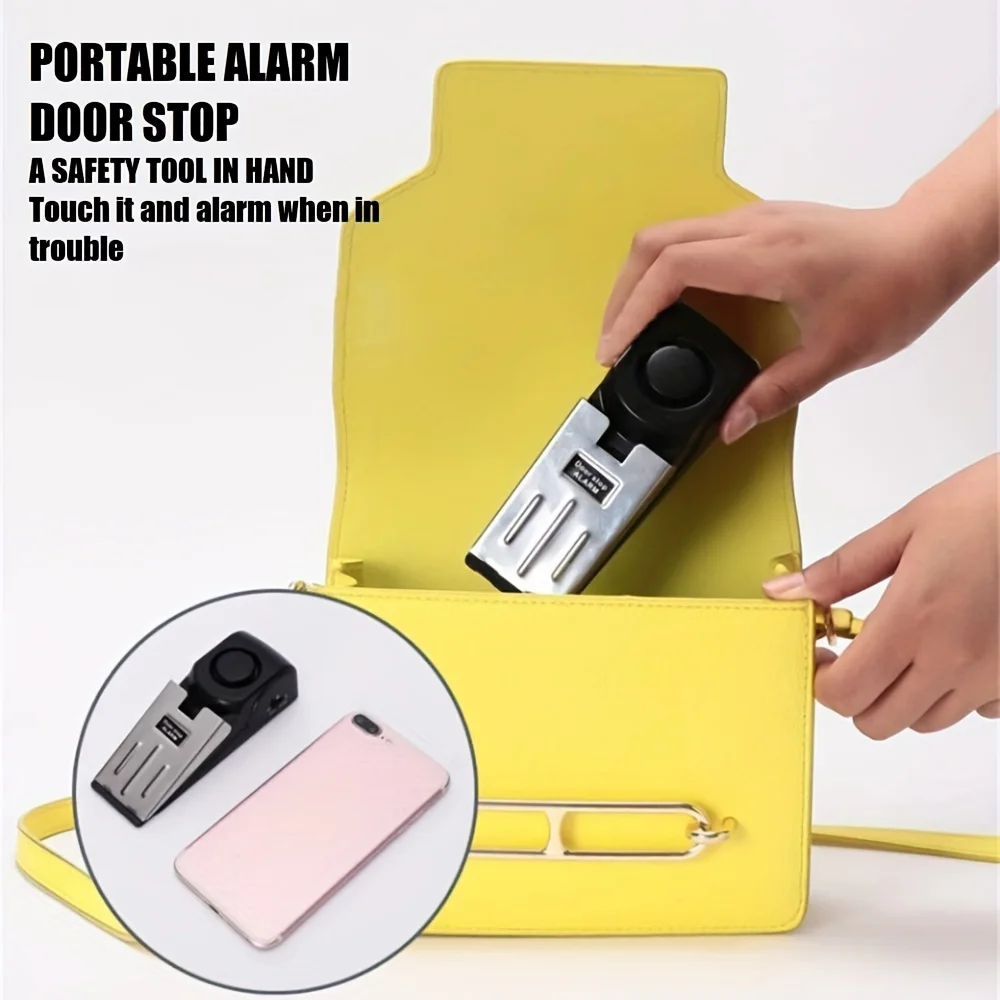 Portable Door Lock & Door Stop Alarm With 120db Siren, Door Stop For For Traveling Hotel Home House, Security Warning Alarm