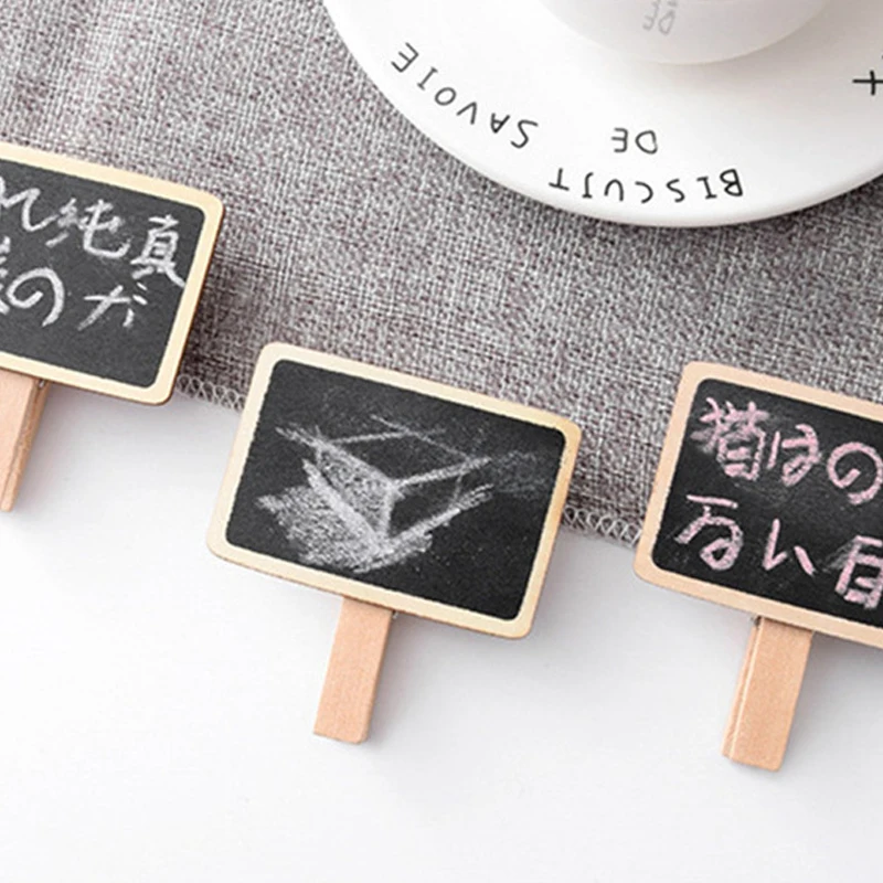 Creative Small Blackboard Design Square Blackboard Clip Wooden Message Board Mini Writing Board Bulletin Board Household Groceri