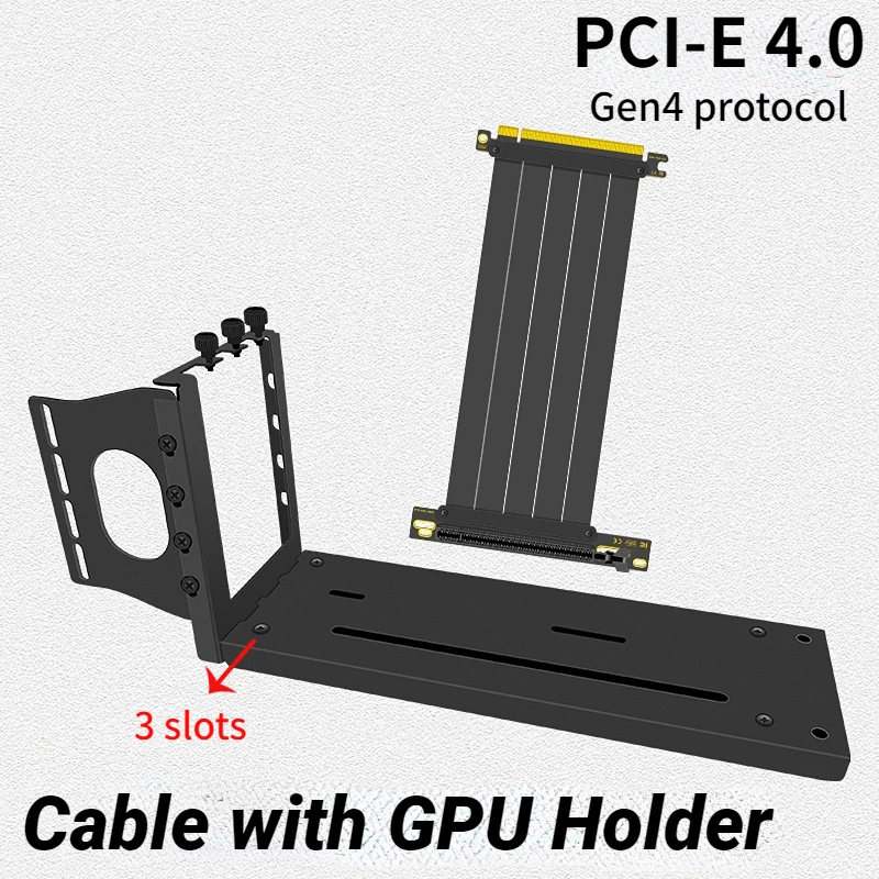 

PCI Express 4.0 X16 Vertical GPU Riser Cable Graphics Video Cards Aluminum 2 / 3 Slots Magnetic Extended Upright Holder Bracket