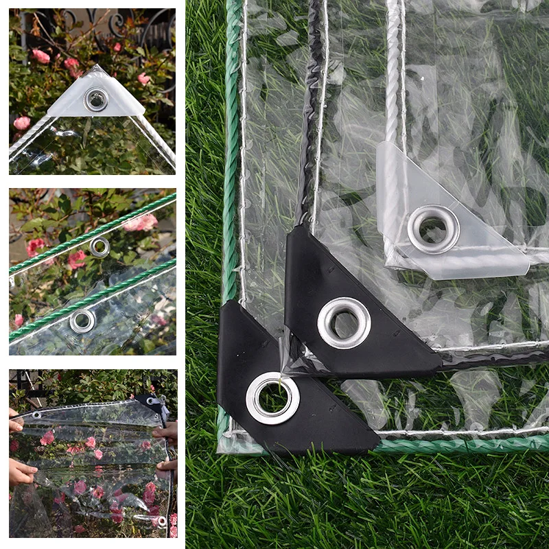 Lona de PVC transparente para exteriores, pérgola, balcón, ventanas, paño impermeable a prueba de viento, cubierta impermeable para plantas de jardín, 0,35mm de grosor