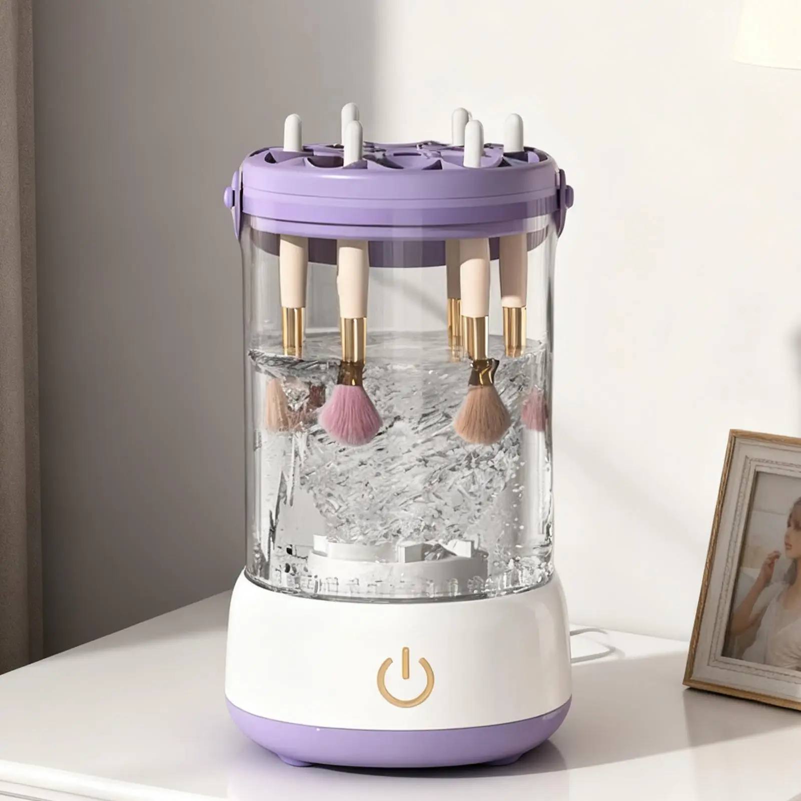 

Профессиональный очиститель кистей для макияжа, инструмент для макияжа, стиральная машина, портативная автоматическая машина для очистки косметических кистей для домашнего туалетного столика, путешествий