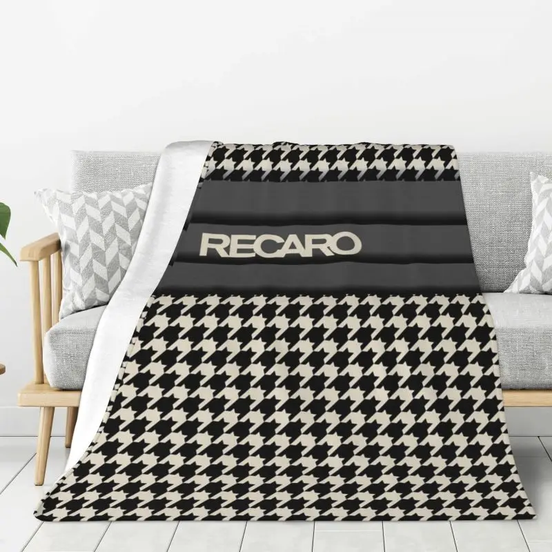 Custom Recaros Houndstooth Blanket Warm Fleece Soft Flannel Throw Blankets for Bed Sofa Travel Spring