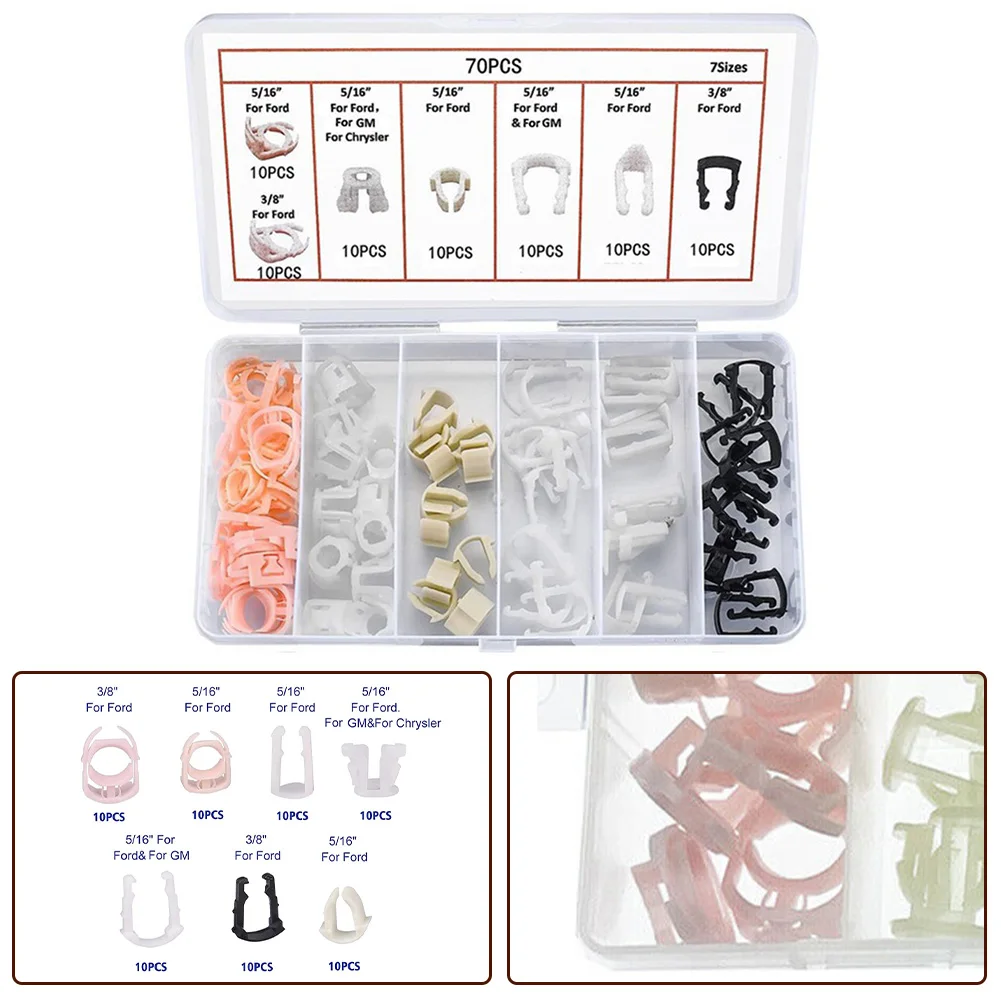 70Pcs/set Swordfish 61280 Fuel Line Retainer Clip Assortment Universal Fuel Line Retainer Clip Kit For Ford Car Accessory