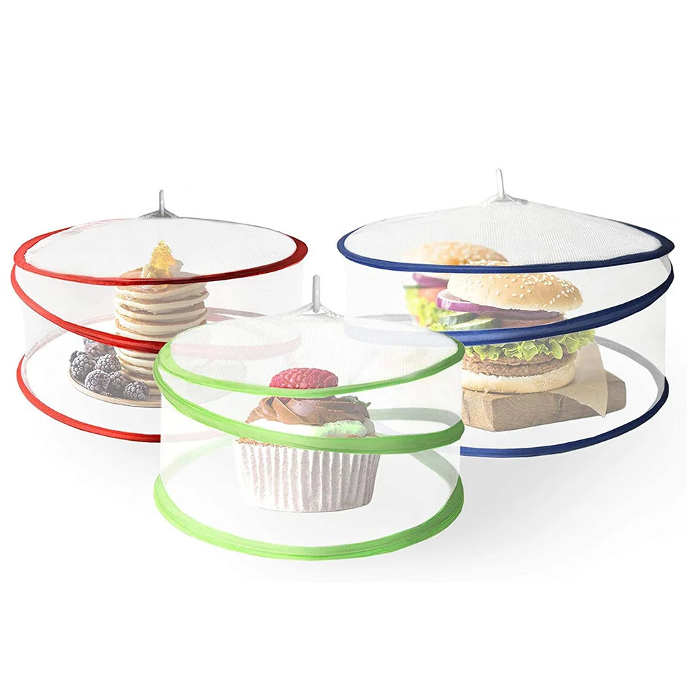 

3pcs Foldable Food Cover Premium Kitchen Gadget Dustproof Fly Protection For Fruits Vegetables Dish Storage Collapsible Portable