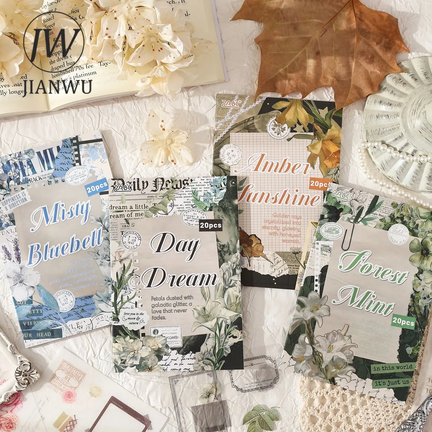 JIANWU شعر بين سلسلة الزهور خمر الأزهار التسمية المشهد المواد الكولاج PET ملصق الإبداعية مجلة القرطاسية #2