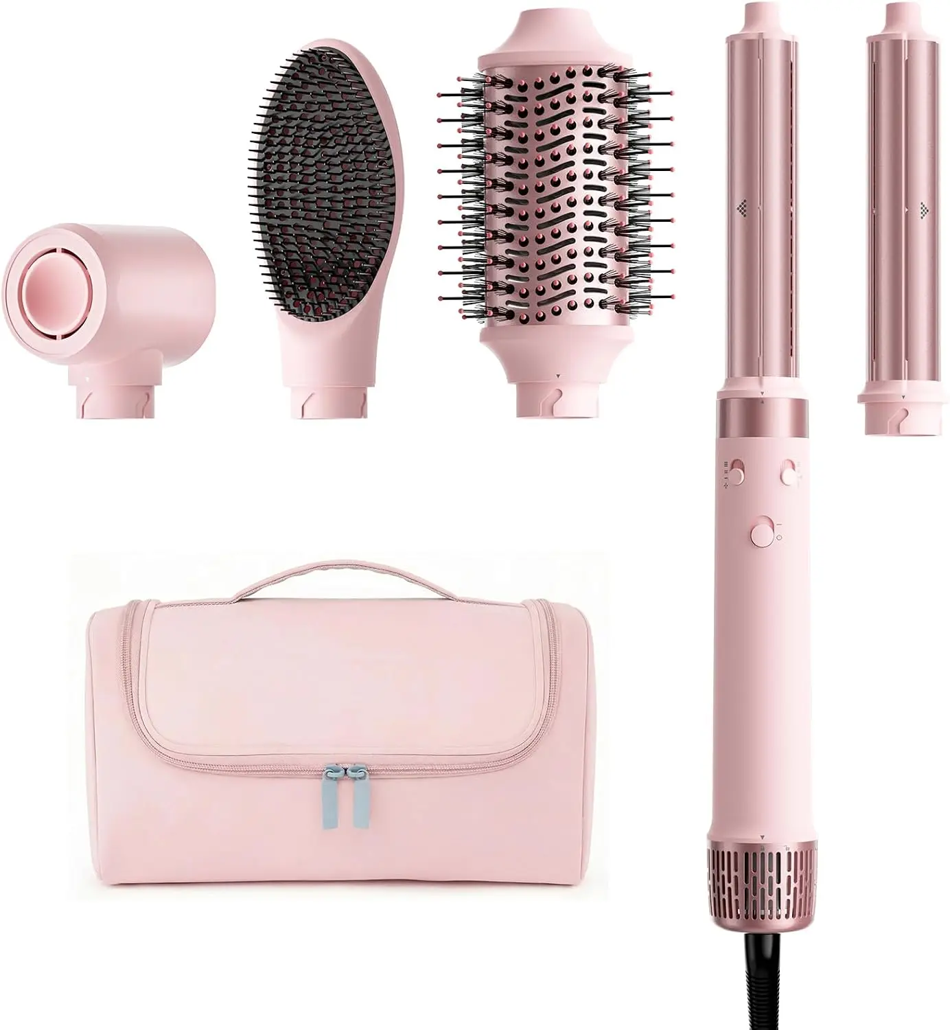 5-in-1 Travel Hair Dryer Brush, Dual Voltage and Storage Bag Included