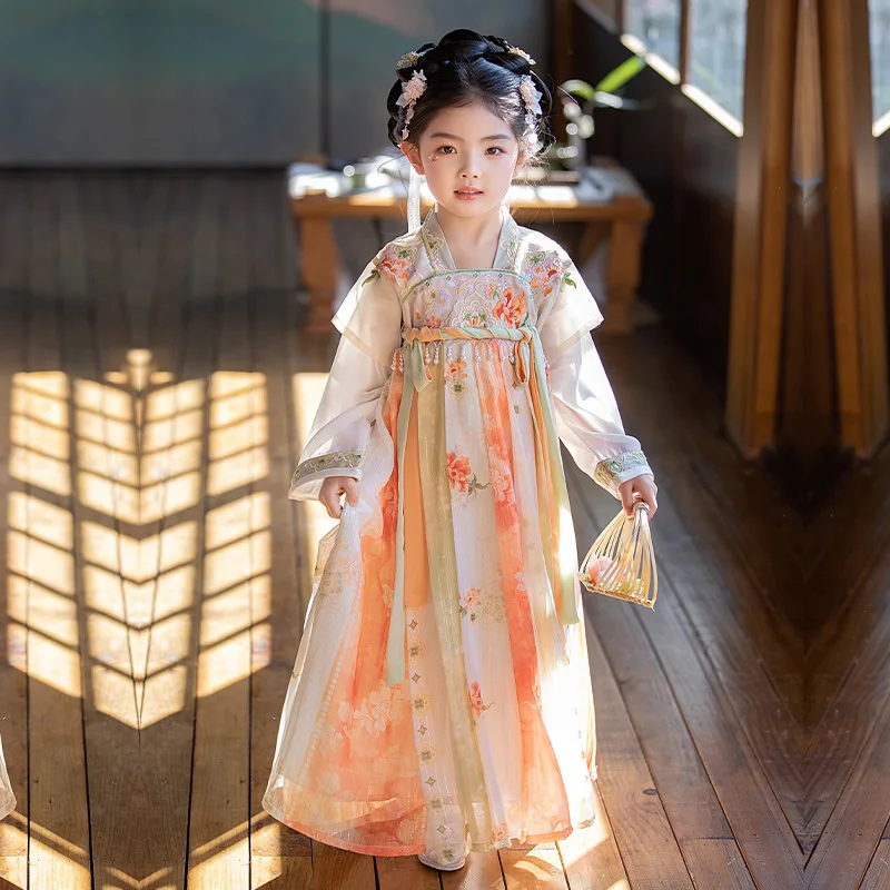 Hanfu chińska sukienka codzienna tradycyjny strój chiński Hanbok eleganckie sukienki imprezowe w stylu chińskim Vintage impreza dla dziewczynek