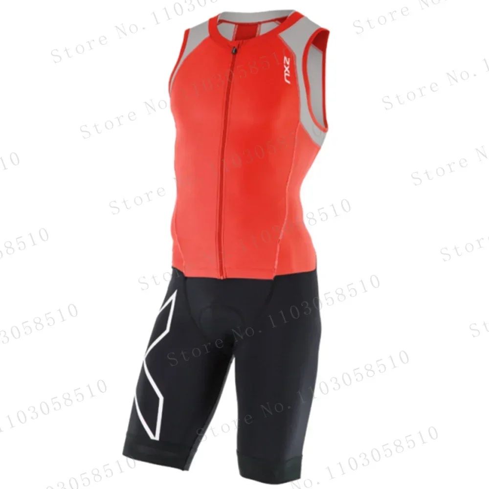 Zxu Trisuit Triathlon Men Triathlon Clothes sleeveless Cycling Skinsuits Jumpsuit Kits Summer Triathlon Suit men Cycling Jerseys