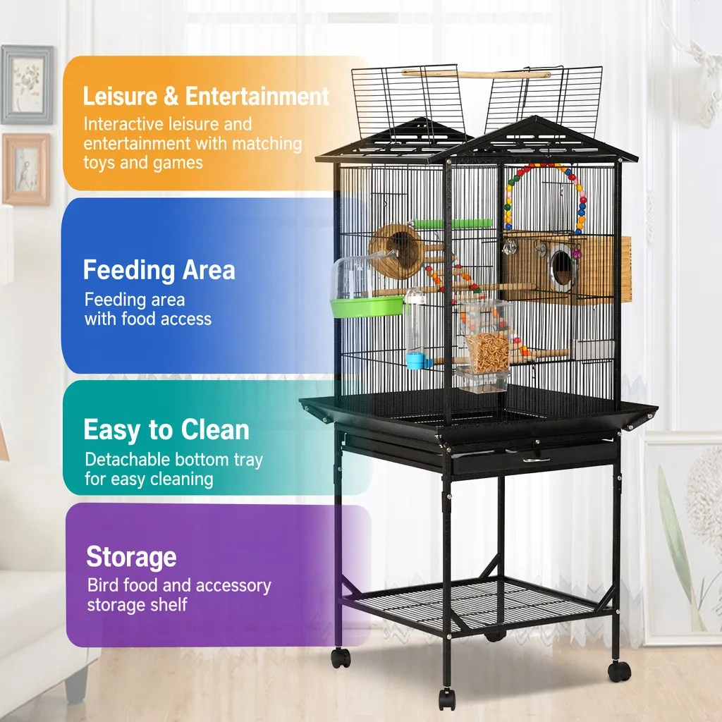 hit productNew Large Stainless Steel Pet Bird Cage for Live Birds Canary Breeding Nursery Multi-functional High-end
