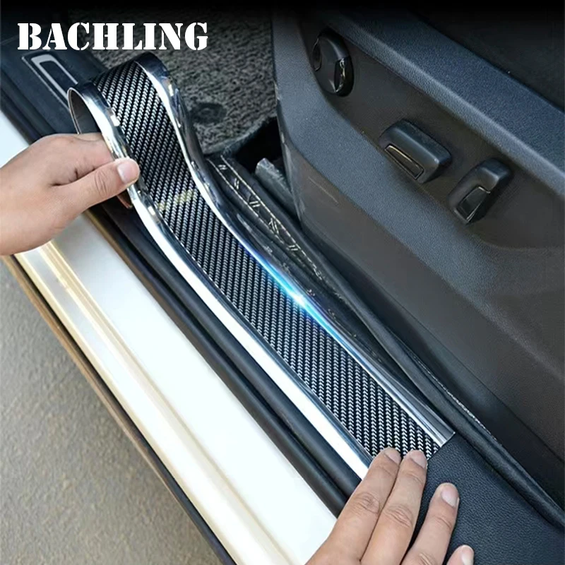 Car Stickers Door Edge Protector Universal Door Sill Sticker Carbon Fiber Anti Scratch Anti-collision Strip Decorative Sticker