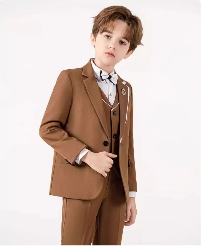 

2Yrs To 14Yrs Children Khaki Blazer Easter Church Photography Suit School Kids Wedding Outfit Boys Birthday Gift Ceremony Dress